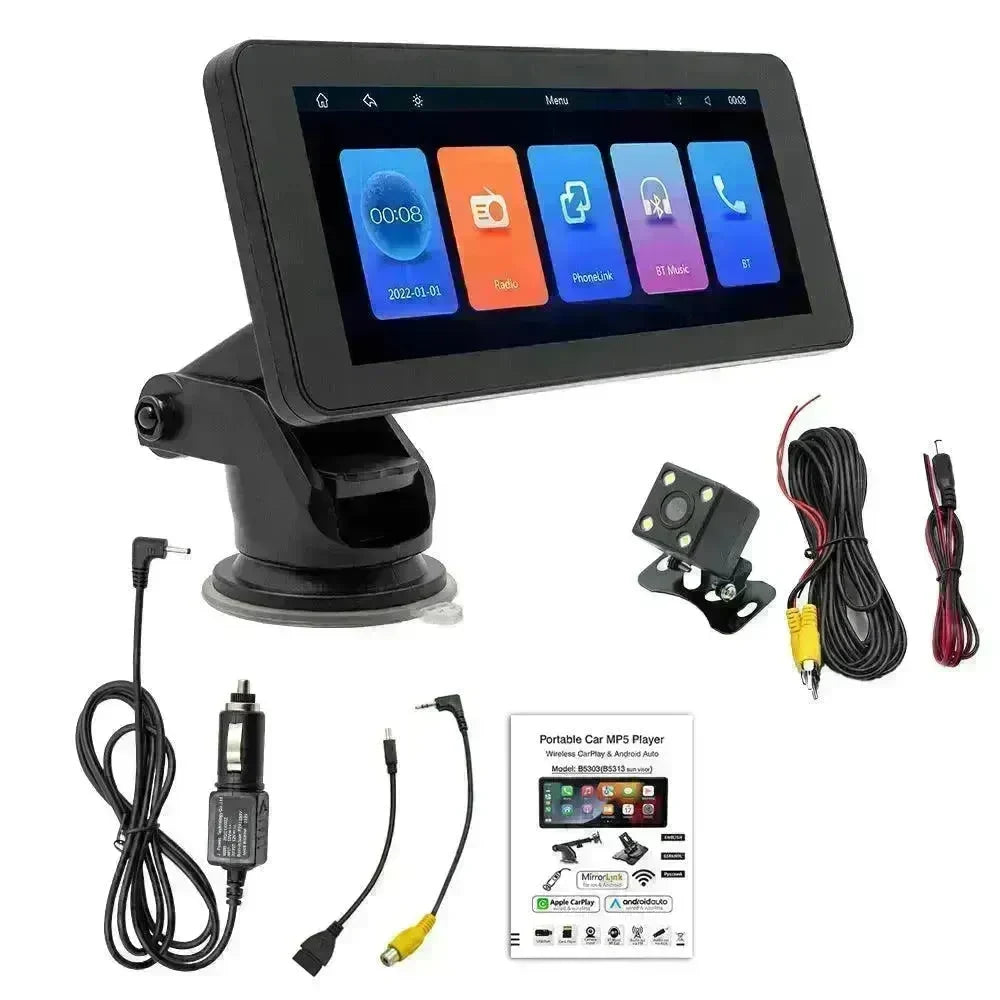 Smart Portable Wireless 6.86-inch Multimedia Vehicle-mounted Video Player, LED Car Camera Supports driving recorder, Reverse image, Bluetooth,. - EX-STOCK CANADA