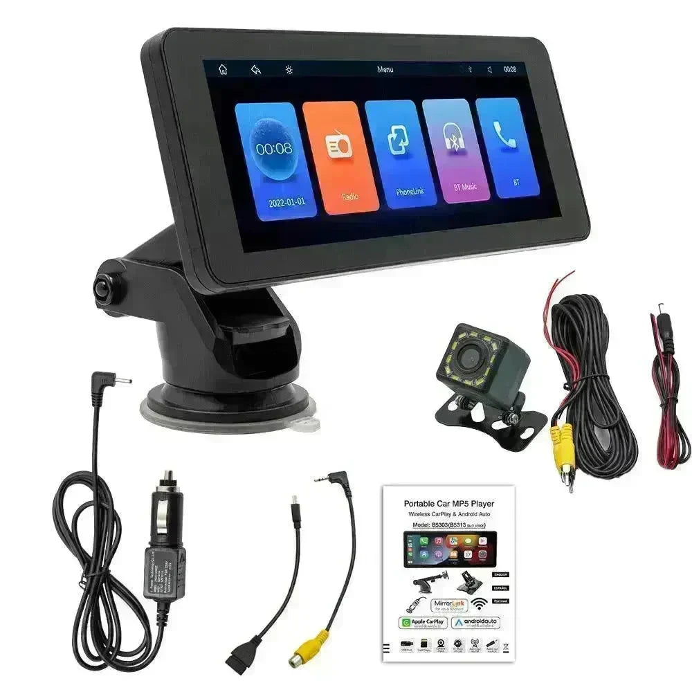 Smart Portable Wireless 6.86-inch Multimedia Vehicle-mounted Video Player, LED Car Camera Supports driving recorder, Reverse image, Bluetooth,. - EX-STOCK CANADA