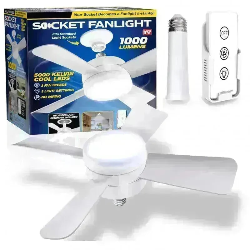 Smart Socket Light Fan With Remote Adjustable Screw Mouth Intelligent Remote Control Integrated LED Fan Light - EX-STOCK CANADA