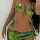Solid Color Bronzing Glossy Sexy Lacing Swimsuit - EX-STOCK CANADA