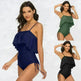 Solid Color Girl Sexy Shoulder Strap Big Ruffled One-piece Type Triangle Swimsuit - EX-STOCK CANADA