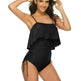 Solid Color Girl Sexy Shoulder Strap Big Ruffled One-piece Type Triangle Swimsuit - EX-STOCK CANADA