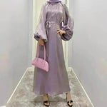 Solid Color Long Sleeve Abaya Dress for Middle East Arab Dubai Turkey Women - EX-STOCK CANADA