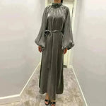 Solid Color Long Sleeve Abaya Dress for Middle East Arab Dubai Turkey Women - EX-STOCK CANADA