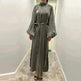 Solid Color Long Sleeve Abaya Dress for Middle East Arab Dubai Turkey Women - EX-STOCK CANADA