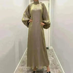 Solid Color Long Sleeve Abaya Dress for Middle East Arab Dubai Turkey Women - EX-STOCK CANADA