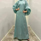 Solid Color Long Sleeve Abaya Dress for Middle East Arab Dubai Turkey Women - EX-STOCK CANADA