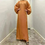 Solid Color Long Sleeve Abaya Dress for Middle East Arab Dubai Turkey Women - EX-STOCK CANADA