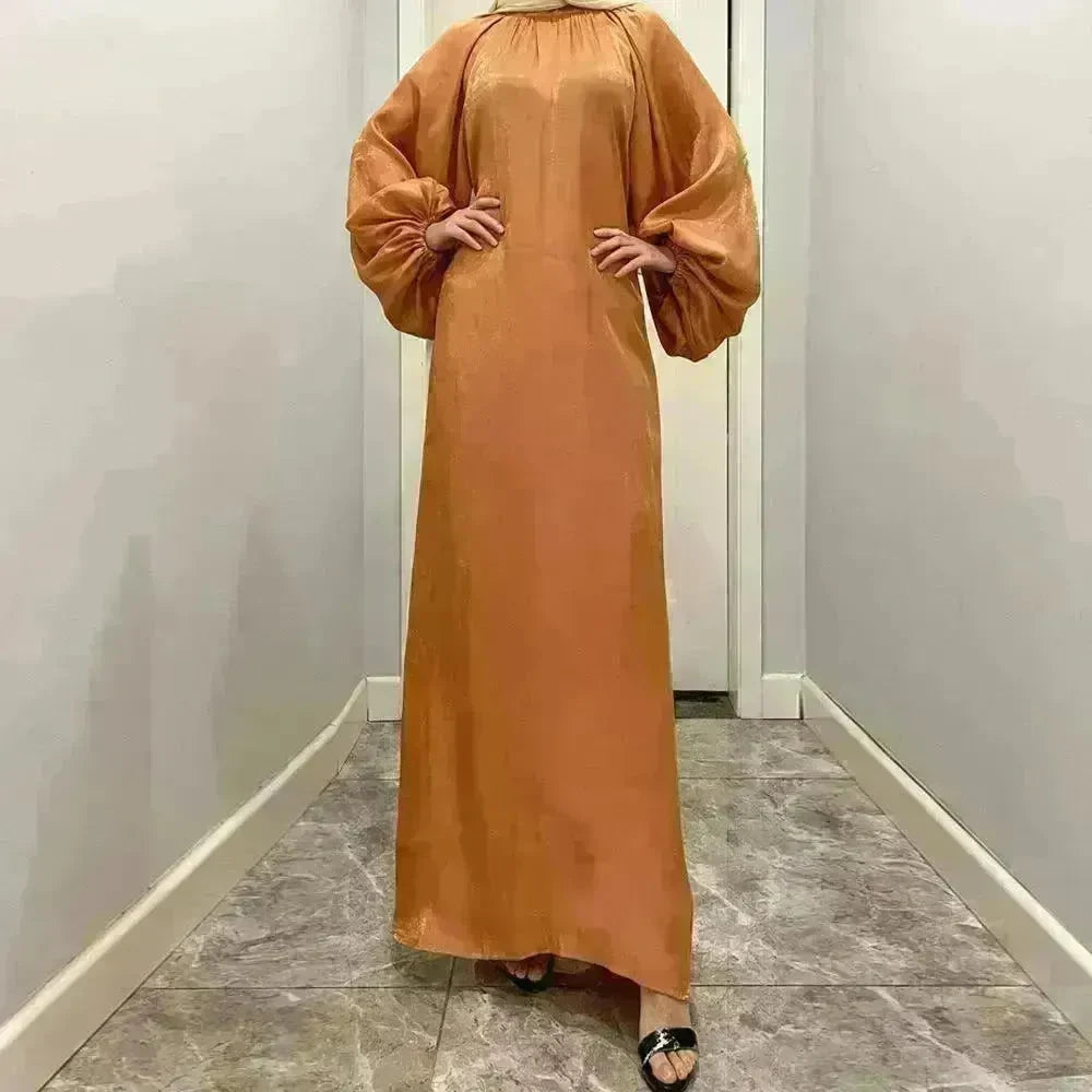 Solid Color Long Sleeve Abaya Dress for Middle East Arab Dubai Turkey Women - EX-STOCK CANADA