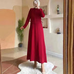 Solid Color Long Sleeve Skirt Suit for Elegant Arab Dubai Turkey Middle Eastern Women Abaya Dress - EX-STOCK CANADA