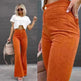Solid Color Mid-waist Slim-fit Micro Flared Pants Corduroy - EX-STOCK CANADA