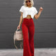 Solid Color Mid-waist Slim-fit Micro Flared Pants Corduroy - EX-STOCK CANADA