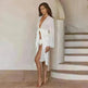 Solid Color Midriff Outfit Beach Bikini Swimsuit Blouse - EX-STOCK CANADA