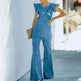 Solid Color Slim Round Neck Women's Jumpsuit - EX-STOCK CANADA