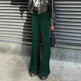 Solid Color Velvet Elastic High Waist Slimming Casual Bootcut Trousers Women - EX-STOCK CANADA