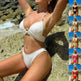 Solid Striped Bikini With Buckle Straps Fashion Summer Beach Swimsuit Womens Clothing - EX-STOCK CANADA