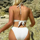 Solid Striped Bikini With Buckle Straps Fashion Summer Beach Swimsuit Womens Clothing - EX-STOCK CANADA