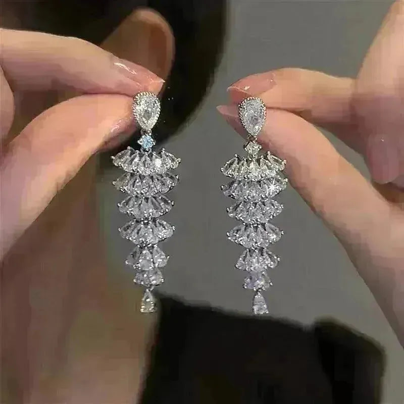 Sparkling Zircon Christmas Tree Drop Earrings For Women Trendy Xmas Tree Plant Dangle Earrings New Year Festival Party Jewelry - EX-STOCK CANADA