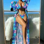 Split Long Sleeve Ins Blouse Banded Bikini - EX-STOCK CANADA