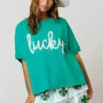 St Patrick Sequined Top Loose T-shirt For Women - EX-STOCK CANADA