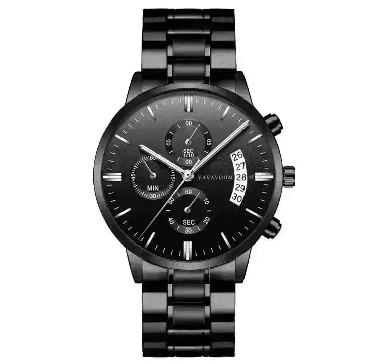 Stainless Steel Business Watches: Waterproof, Black - EX-STOCK CANADA