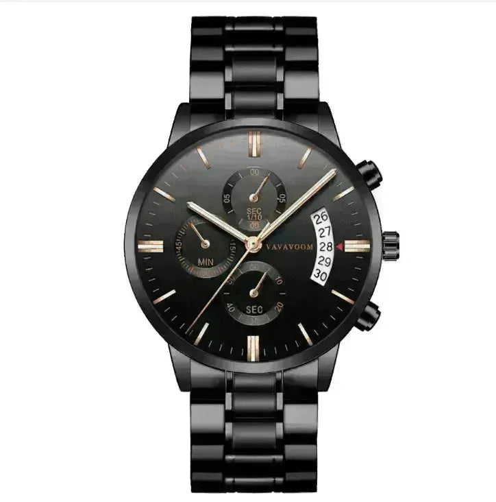 Stainless Steel Business Watches: Waterproof, Black - EX-STOCK CANADA
