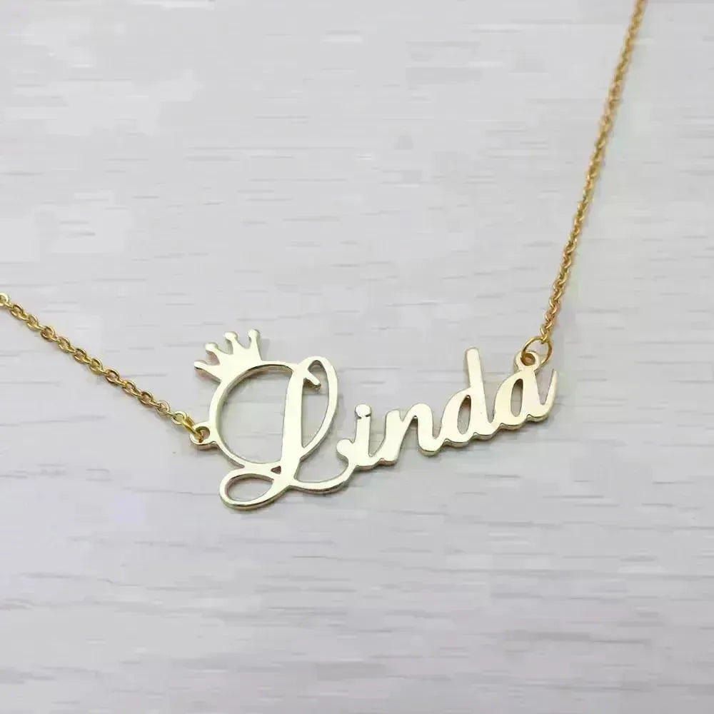 Stainless steel name letter custom crown necklace metal jewelry - EX-STOCK CANADA