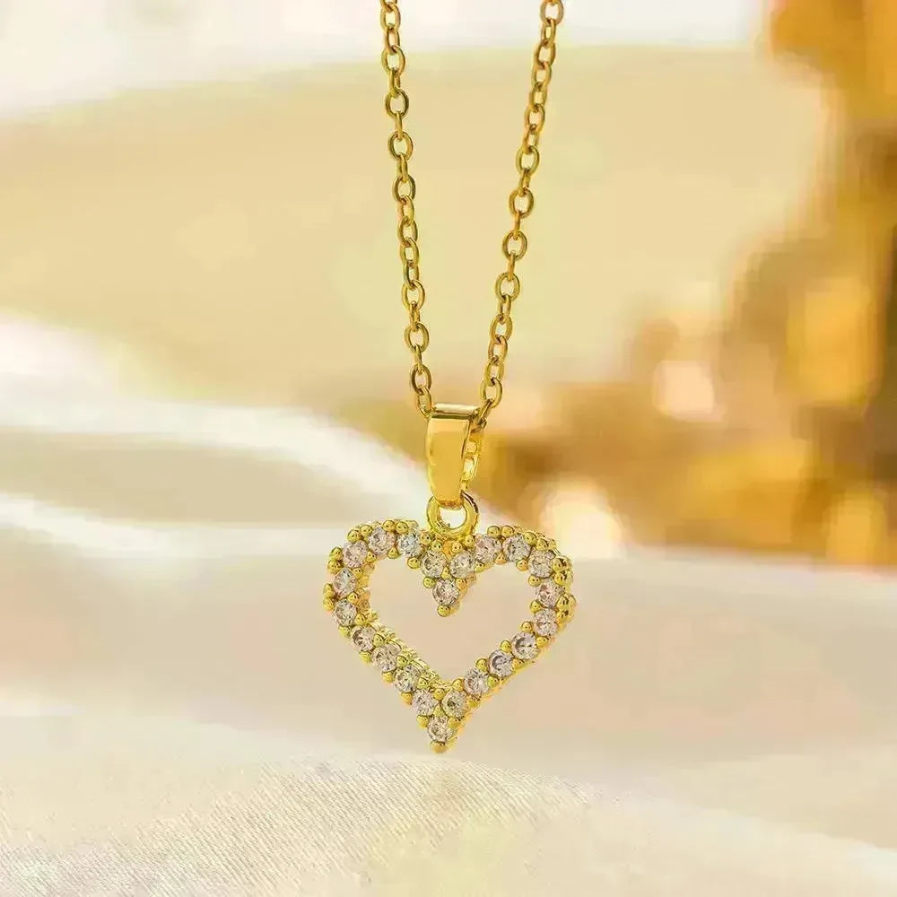 Stainless Steel Necklace Women's Fashion Copper-plated Gold Pendant Clavicle Chain For Mother Girlfriend Gift - EX-STOCK CANADA