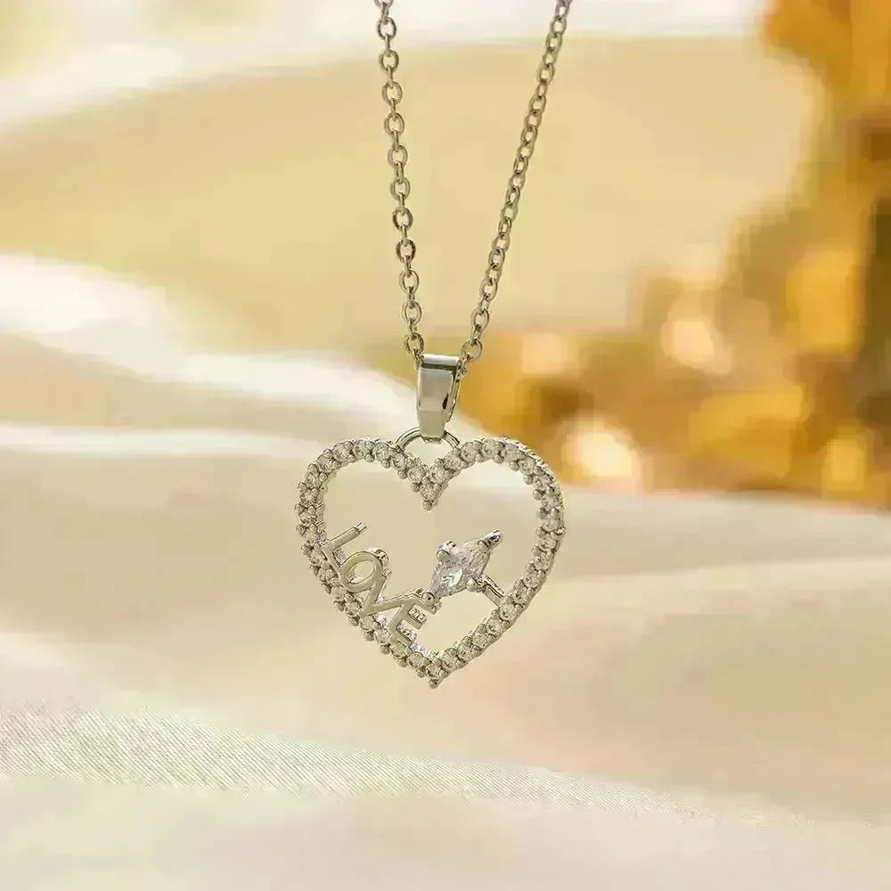 Stainless Steel Necklace Women's Fashion Copper-plated Gold Pendant Clavicle Chain For Mother Girlfriend Gift - EX-STOCK CANADA