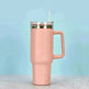 Stainless Steel Water Tumbler 40 Oz Cup Handle Straw Insulated Bottle Dupe Mug - EX-STOCK CANADA
