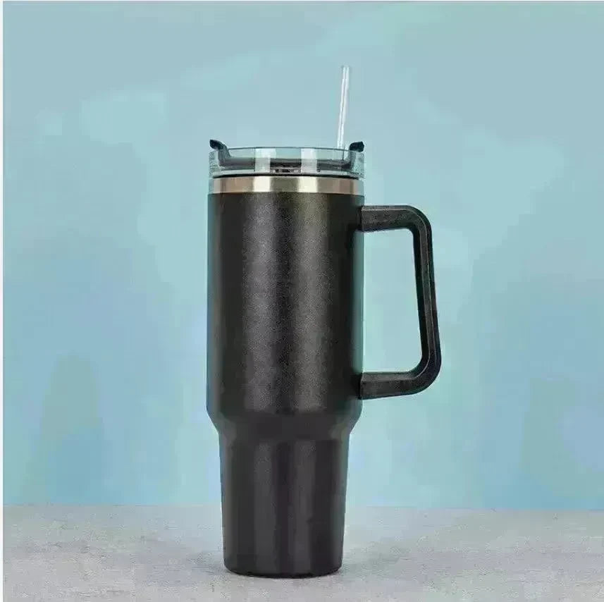 Stainless Steel Water Tumbler 40 Oz Cup Handle Straw Insulated Bottle Dupe Mug - EX-STOCK CANADA