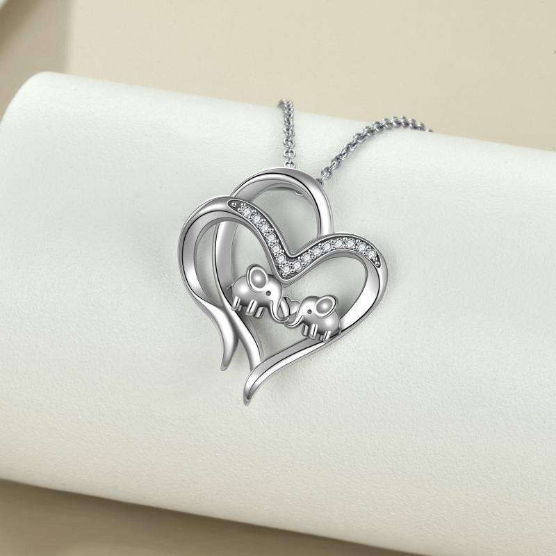 Sterling 925 Silver Elephant Heart-shaped Pendant - EX-STOCK CANADA