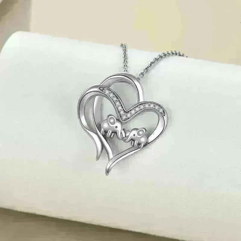 Sterling 925 Silver Elephant Heart-shaped Pendant - EX-STOCK CANADA