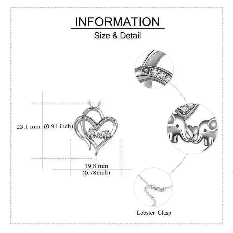 Sterling 925 Silver Elephant Heart-shaped Pendant - EX-STOCK CANADA