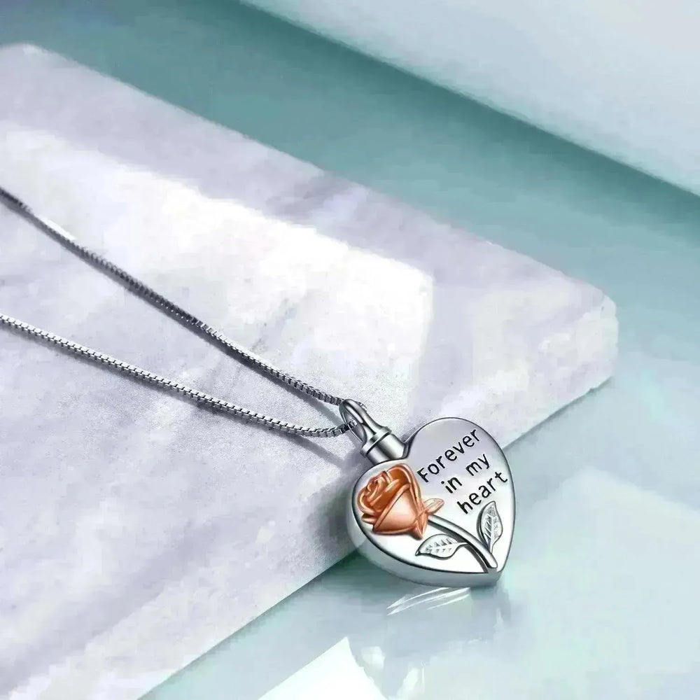Sterling 925 Silver Rose Flower Urn Necklace for Ashes - EX-STOCK CANADA