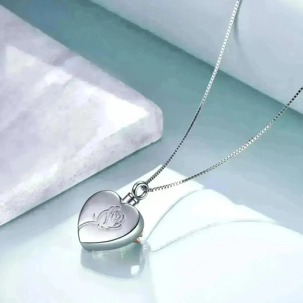 Sterling 925 Silver Rose Flower Urn Necklace for Ashes - EX-STOCK CANADA
