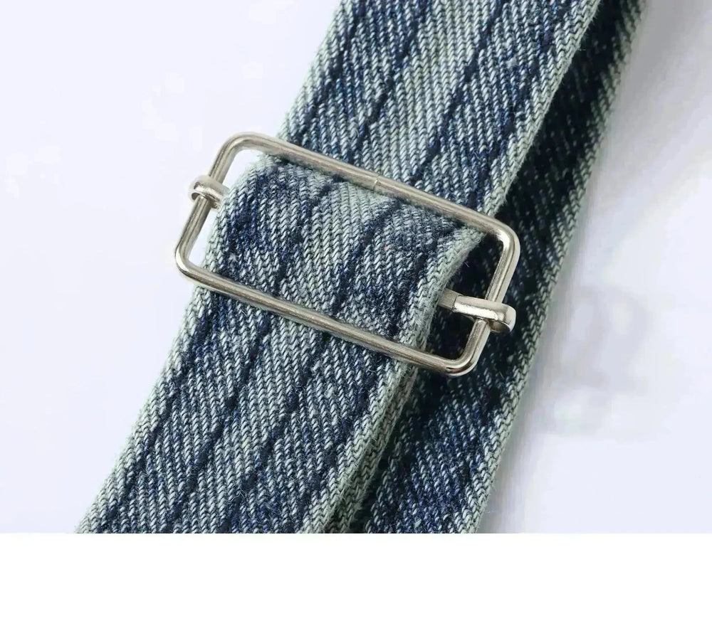 Straight Leg Wide Leg Denim Strap Pants - EX-STOCK CANADA