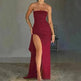 Strapless Split Long Dress Summer Fashion Pleated Bridesmaid Dress For Womens Party Wedding Clothing - EX-STOCK CANADA