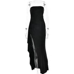 Strapless Split Long Dress Summer Fashion Pleated Bridesmaid Dress For Womens Party Wedding Clothing - EX-STOCK CANADA