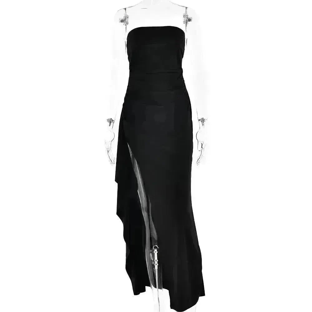 Strapless Split Long Dress Summer Fashion Pleated Bridesmaid Dress For Womens Party Wedding Clothing - EX-STOCK CANADA