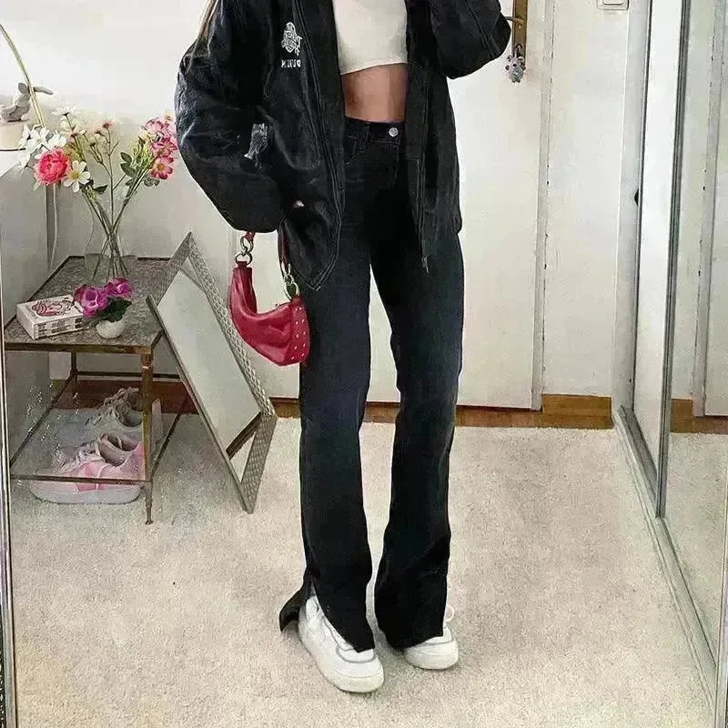 Street High Waist Slimming Denim Trousers Women - EX-STOCK CANADA