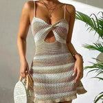 Striped Backless Dress Vacation Style Sling - EX-STOCK CANADA