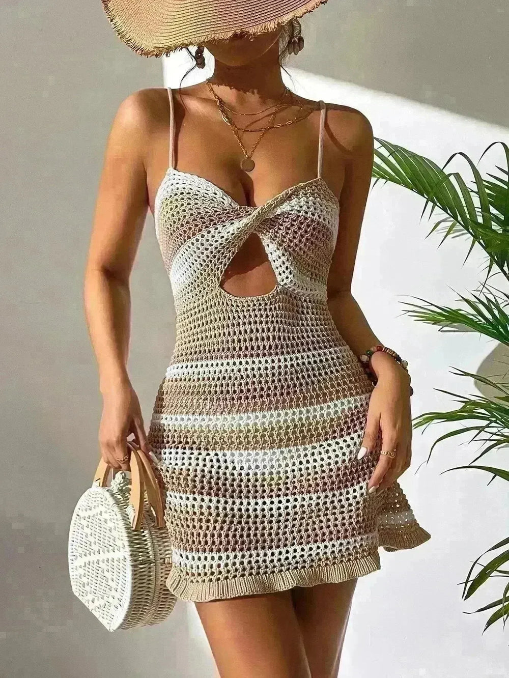 Striped Backless Dress Vacation Style Sling - EX-STOCK CANADA