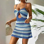 Striped Backless Dress Vacation Style Sling - EX-STOCK CANADA