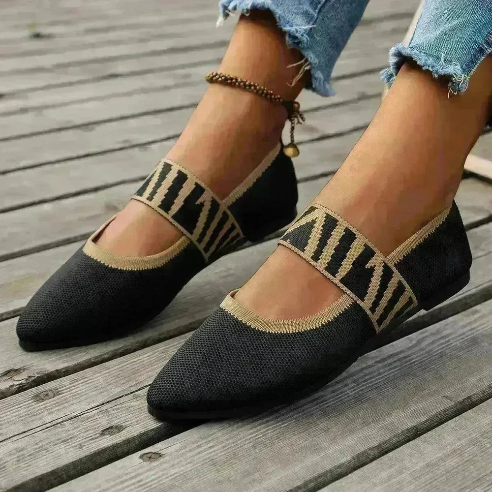 Striped Flats Shoes Fashion Casual Pointed Toe Loafers Lazy Shoes For Women - EX-STOCK CANADA
