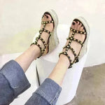 Studded Fashion Roman Style Platform Wedge Heel Women Sandals. - EX-STOCK CANADA