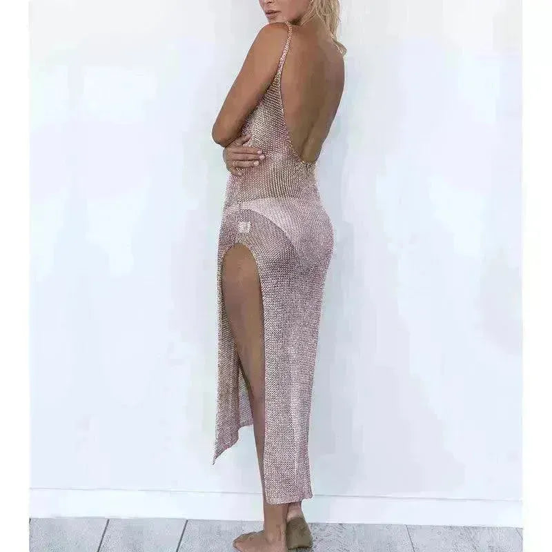Summer Beach Wear Knitting Swimwear Mesh Beach Dress - EX-STOCK CANADA