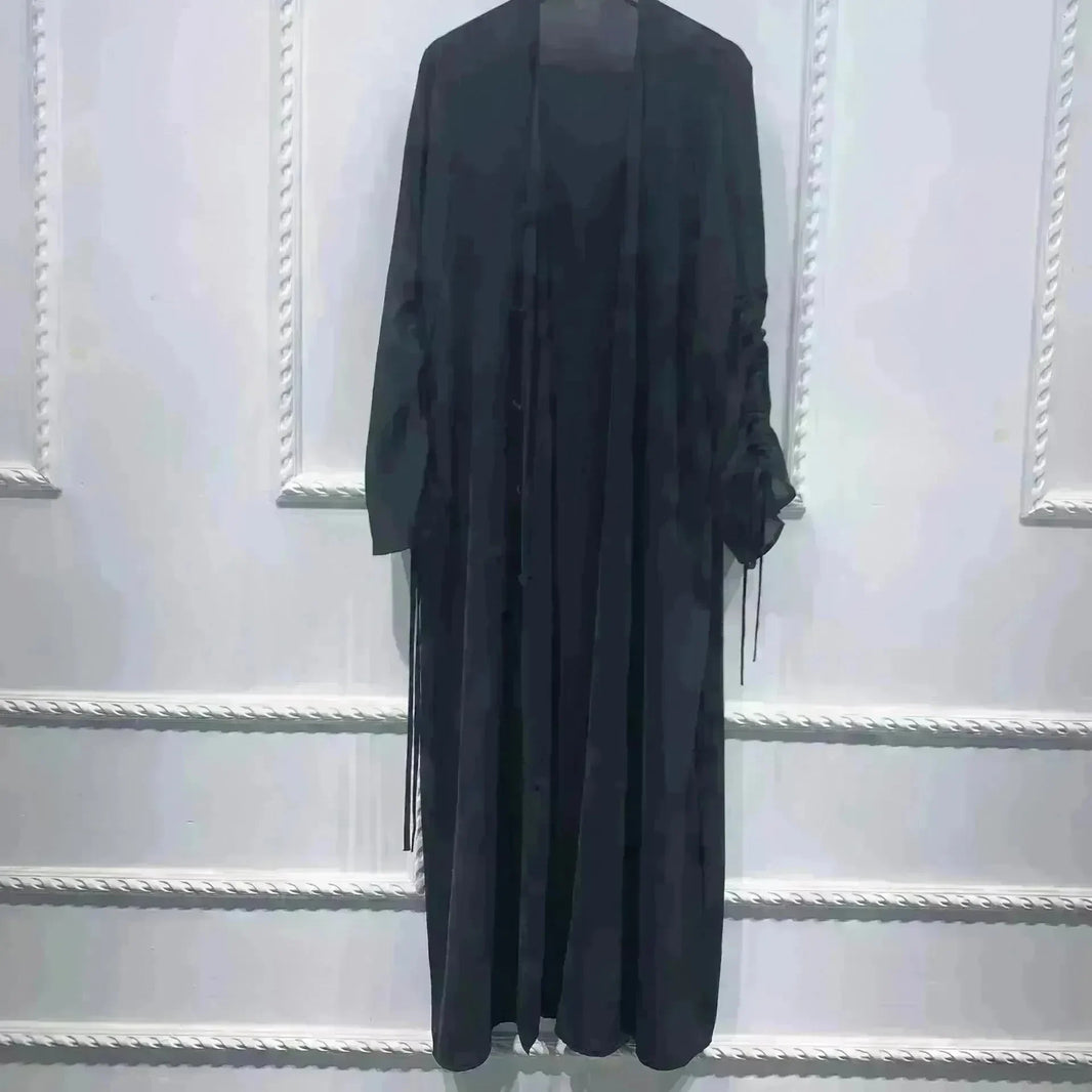 Summer Dubai Middle East Stitching Sleeved Cardigan Women's Abaya Dress Robe - EX-STOCK CANADA