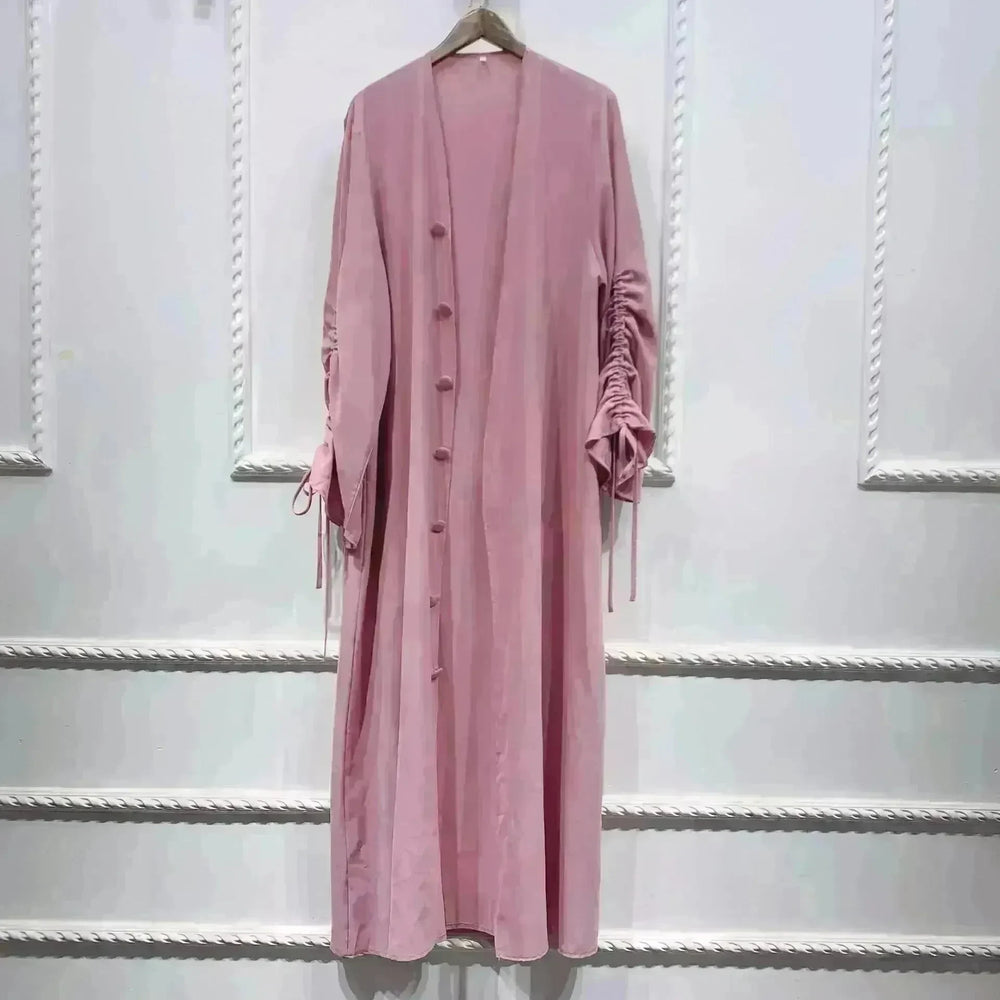 Summer Dubai Middle East Stitching Sleeved Cardigan Women's Abaya Dress Robe - EX-STOCK CANADA