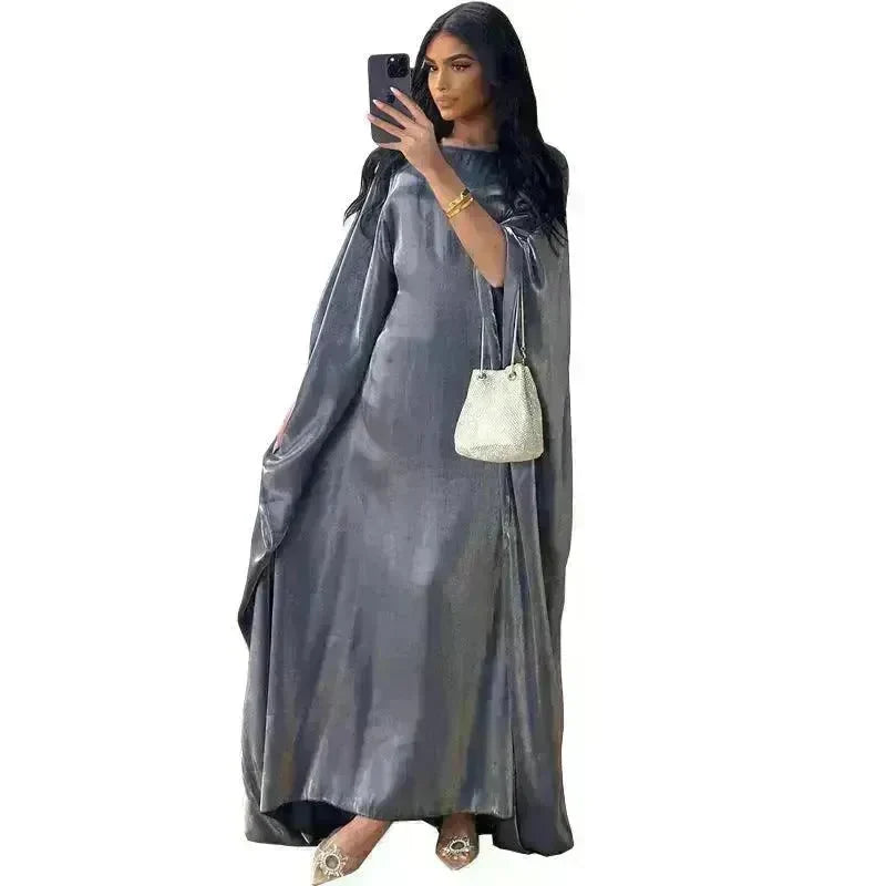 Summer Fashion Satin Waist Abaya Dress for Arab Dubai Turkey Middle East Women - EX-STOCK CANADA